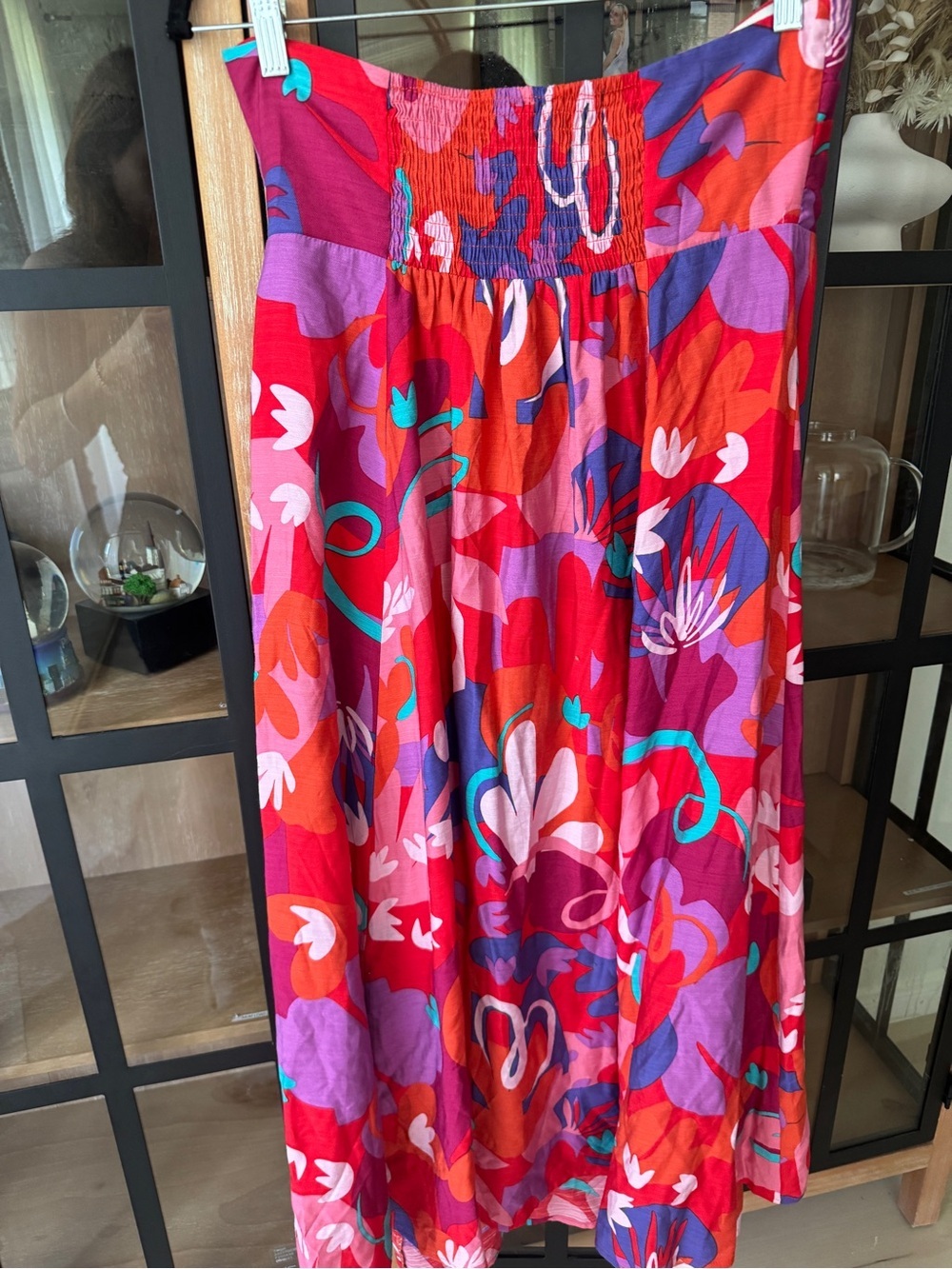 Halter Maxi Dress colorful tropical Strawberry Abstract print midi vacation - Picture 6 of 9